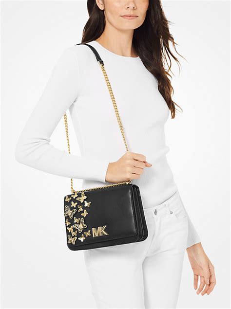 aqua crossbody michael kors mott|Mott Large Embellished Leather Crossbody Bag .